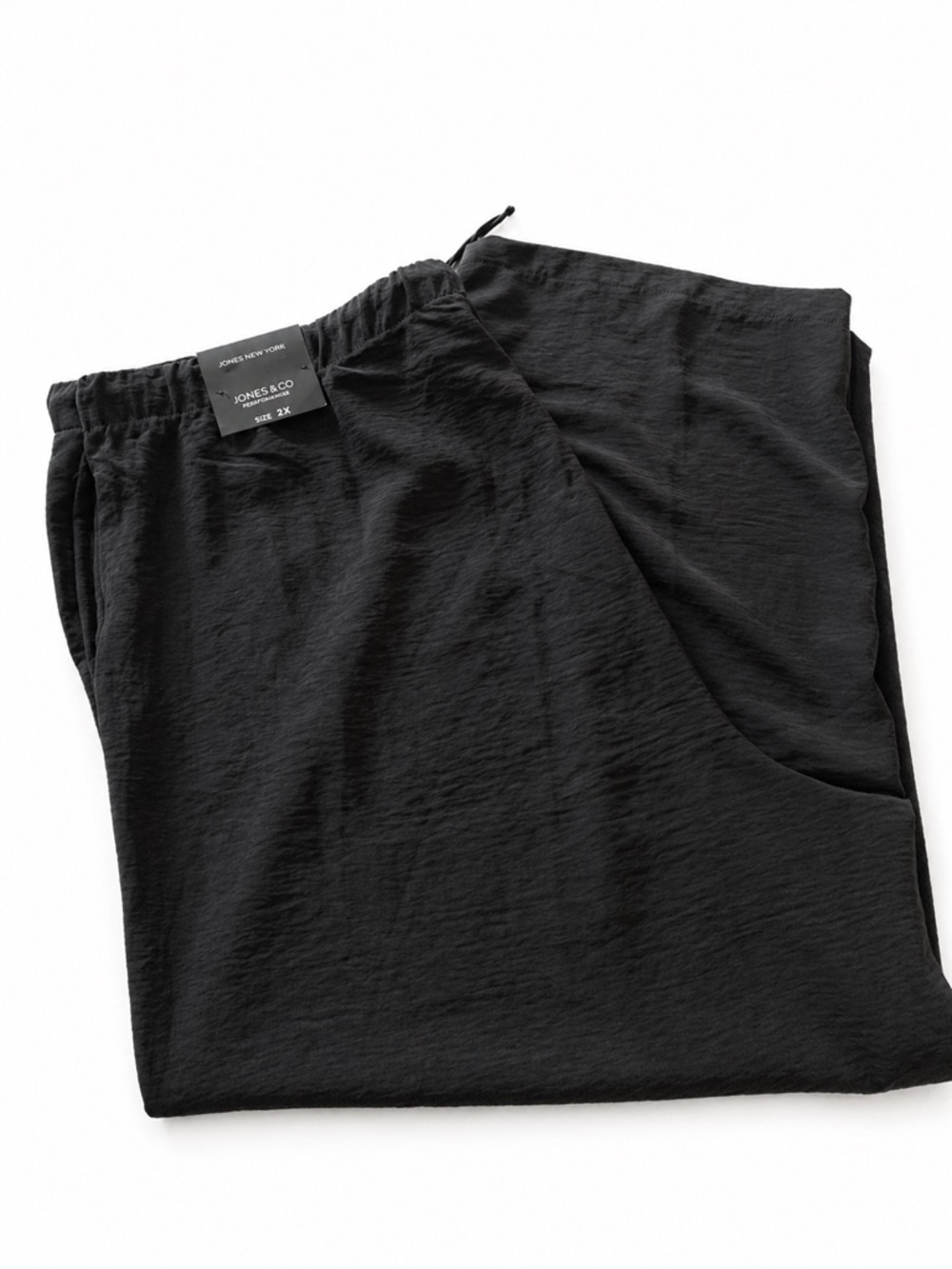 Jones & Co Pull-On Straight Leg Crop Pants Black Size 2X Elastic Waist NWT - Picture 2 of 4